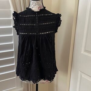 ADIVA Black Eyelet Cotton Top – Size Small